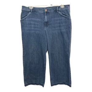 J Jill Denim Jeans Womens 18 Full Leg Crops Wide Leg Frayed Hem Authentic Fit